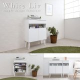 ルーター収納ファックス台 幅60 フレンチシャビ―家具【whiteliv】