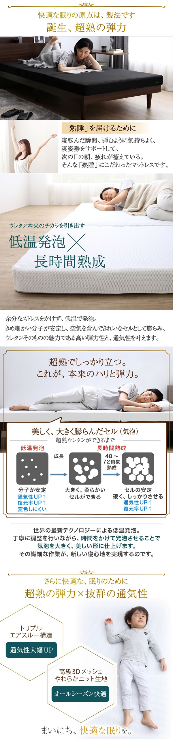 8タイプの寝心地！高反発ウレタン抗菌防臭三つ折りマットレス10cm【CospaSleep】を通販で激安販売