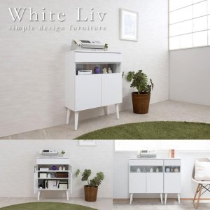 画像: ルーター収納ファックス台 幅60 フレンチシャビ―家具【whiteliv】